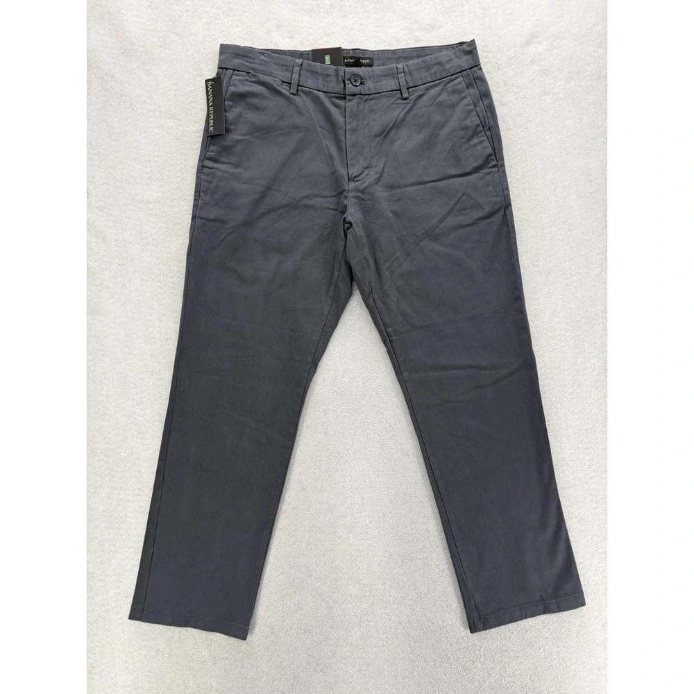 Banana Republic Chino Pants Mens 34x29 Gray Regular Fit Stretch Casual Preppy